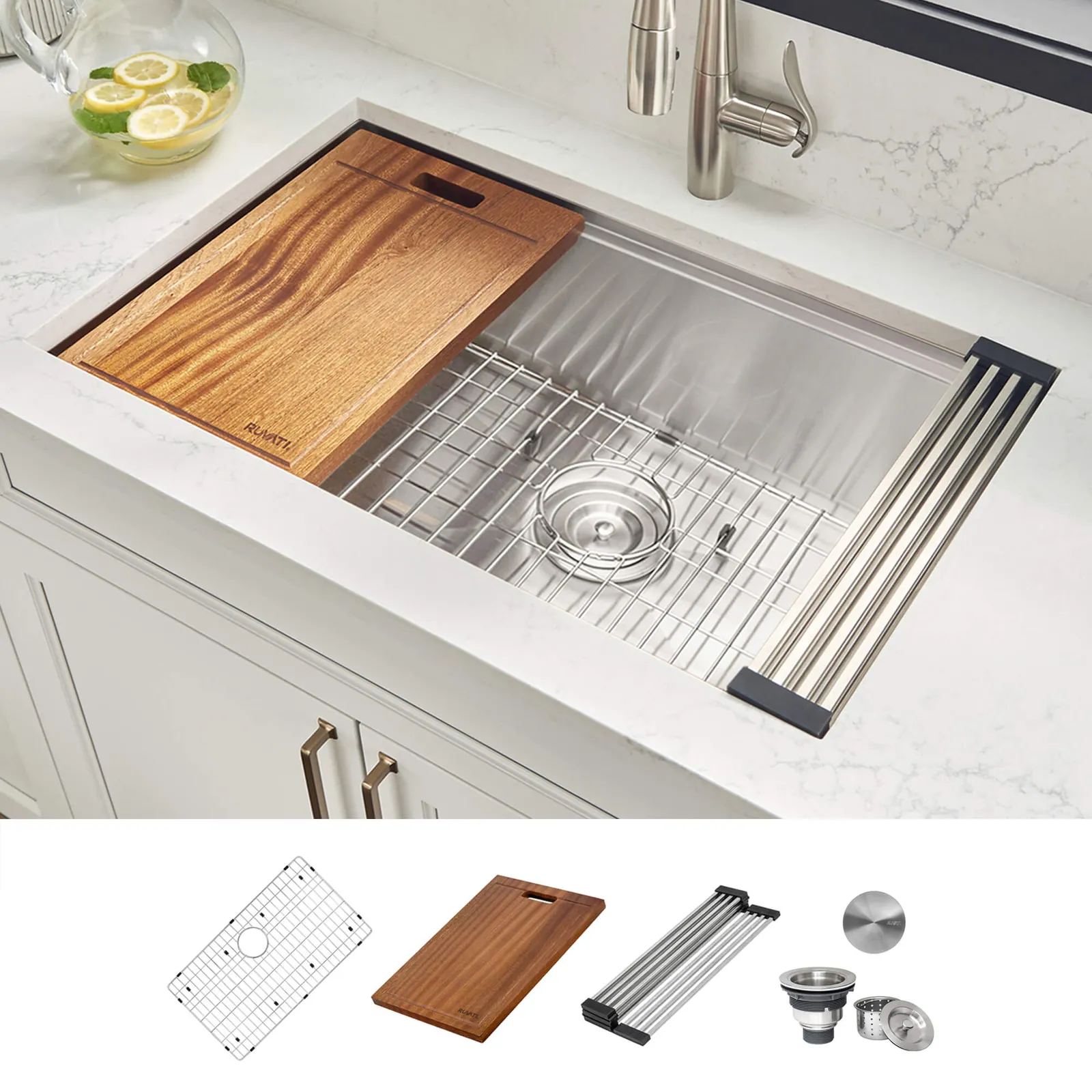 Ruvati 32-inch Workstation Ledge Undermount 16 Gauge Stainless Steel Kitchen Sink Single Bowl