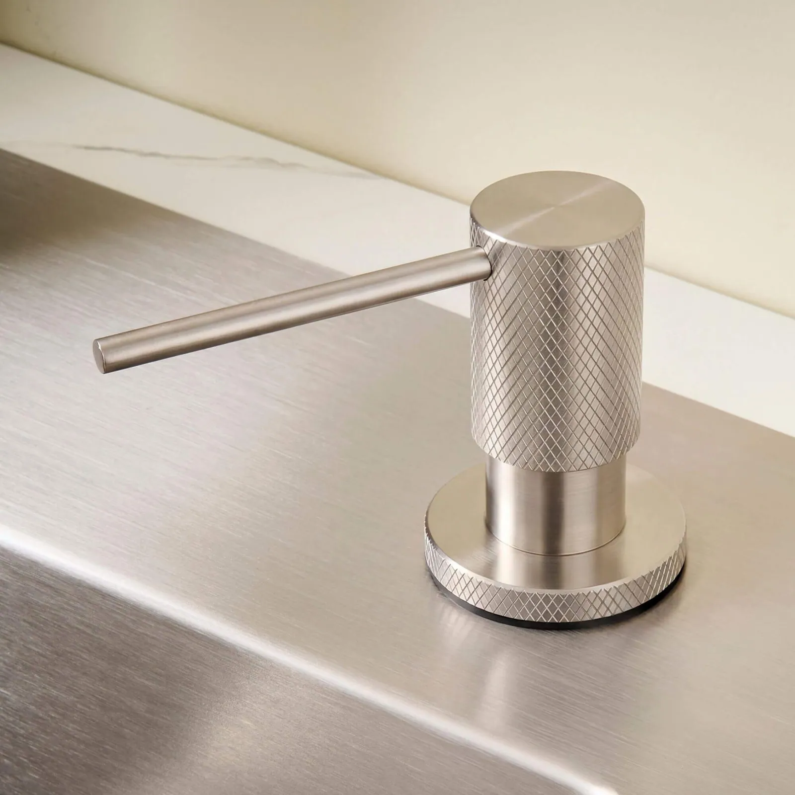 Ruvati Knurling Pattern Textured Soap Dispenser Pump Solid Metal in Brushed Nickel Stainless Steel