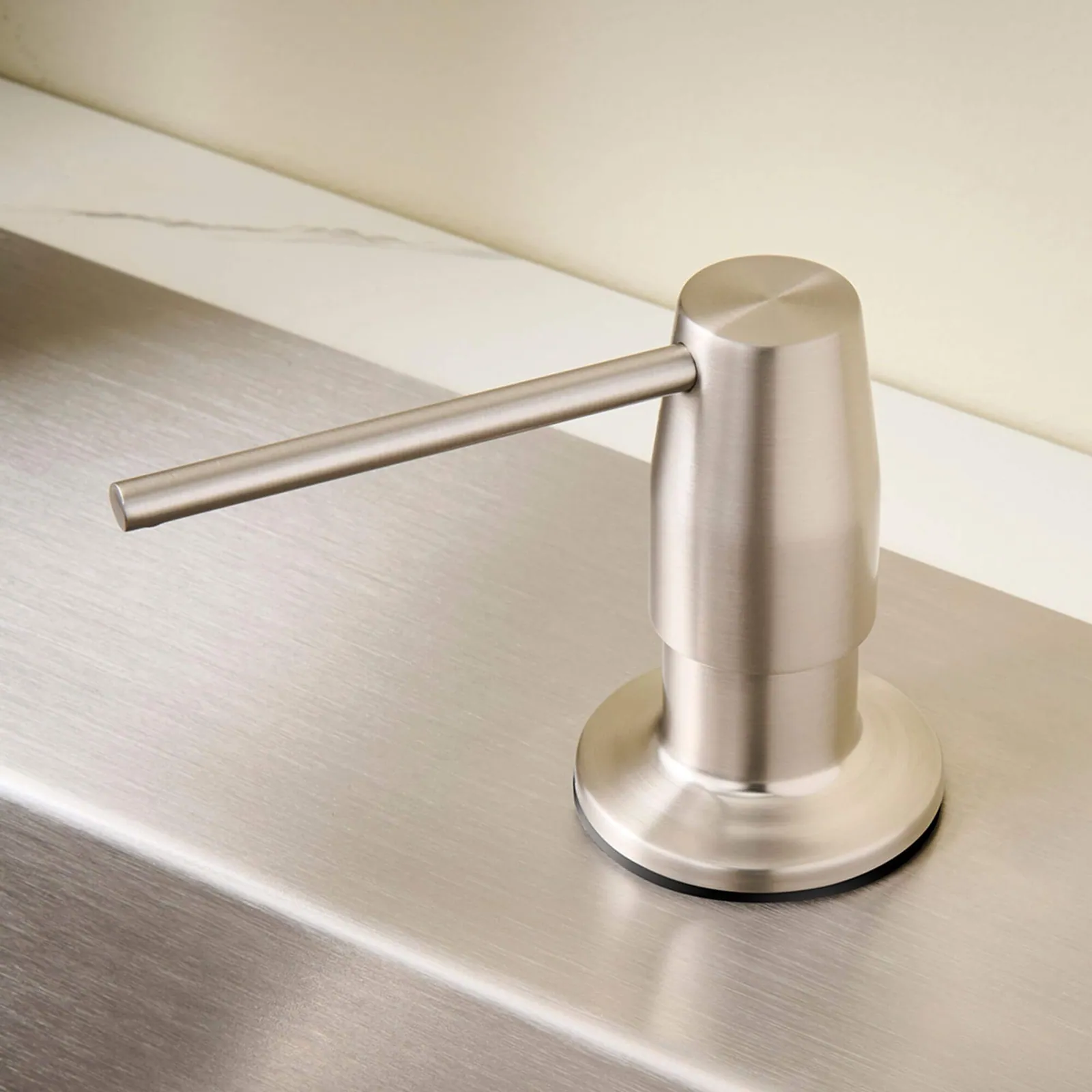 Ruvati Kitchen Faucet Soap dispenser All Metal in Brushed Nickel Countertop Sink Hand Lotion Pump with Refillable Bottle