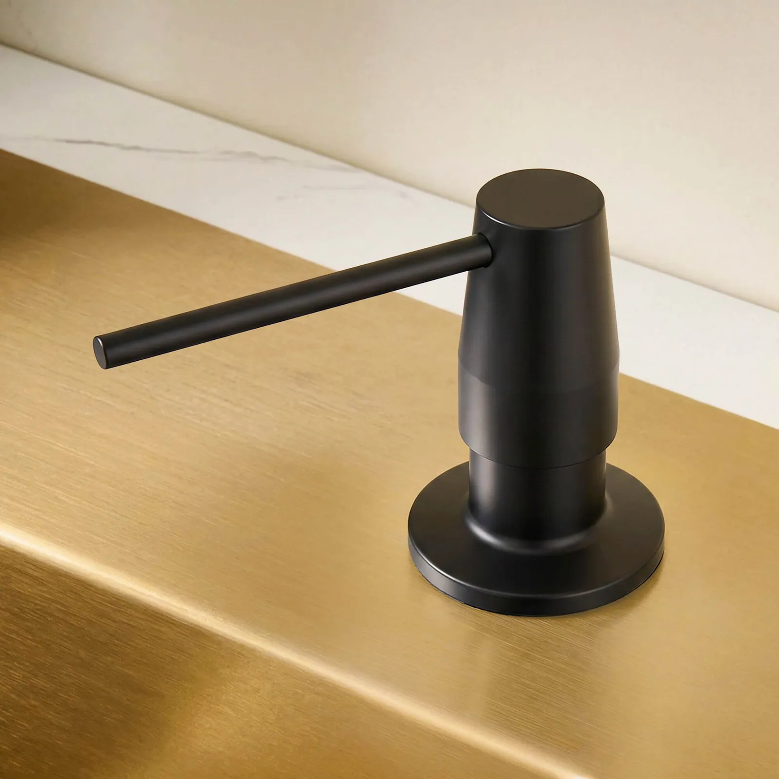 Ruvati Kitchen Faucet Soap dispenser All Metal in Matte Black Countertop Hand Lotion Pump with Refillable Bottle