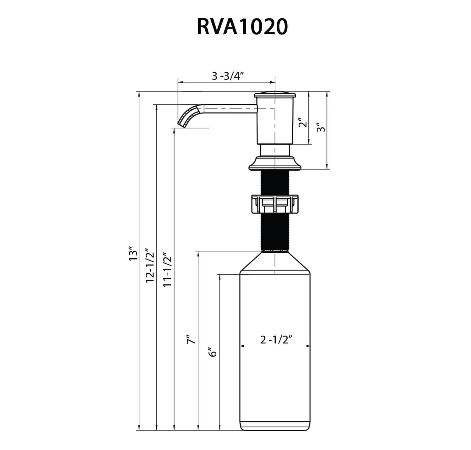Dimension drawing for RVA1020BN