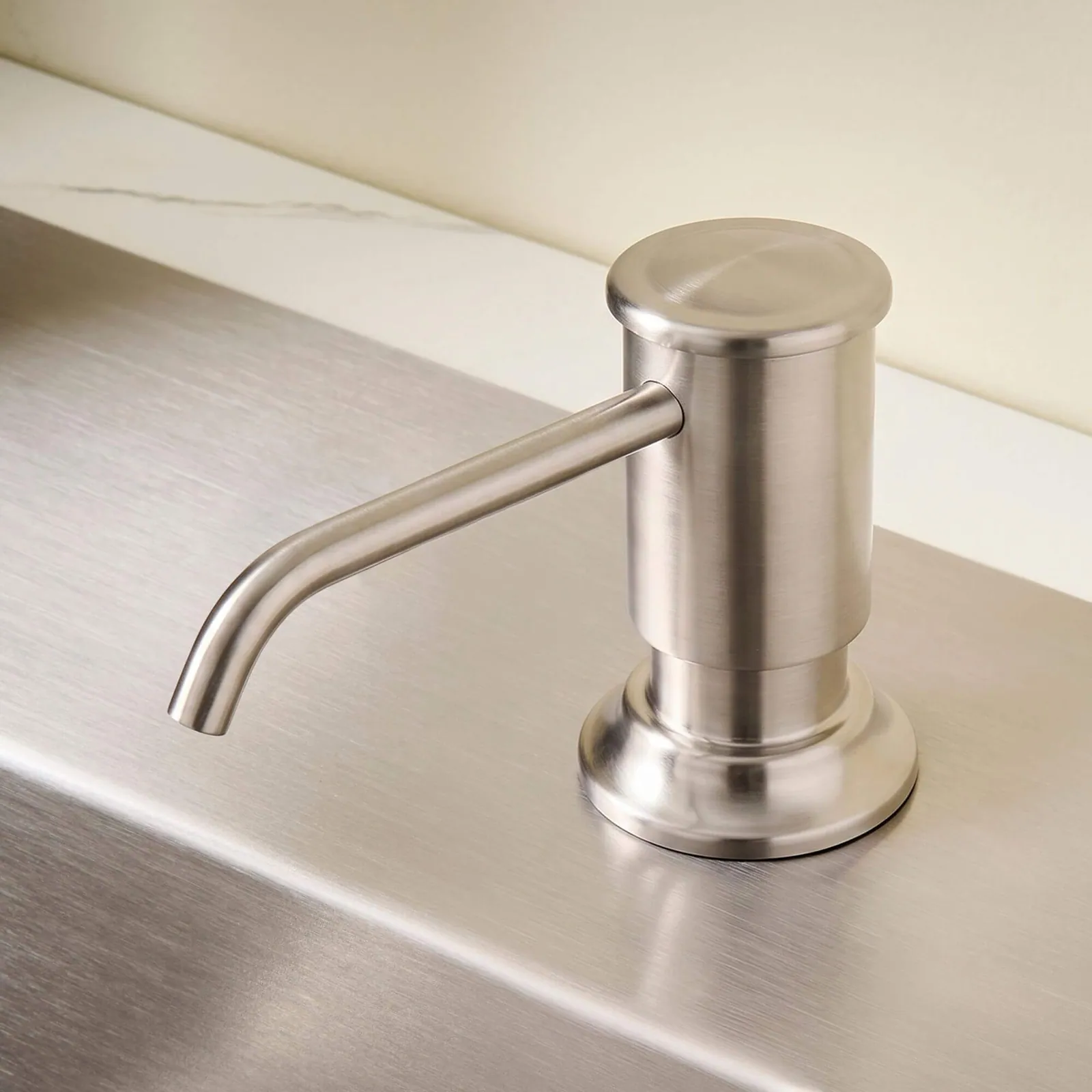 Ruvati Built in Soap Dispenser for Kitchen Sink with Brushed Nickel Countertop Dish Soap Hand Lotion Pump with Refillable Bottle