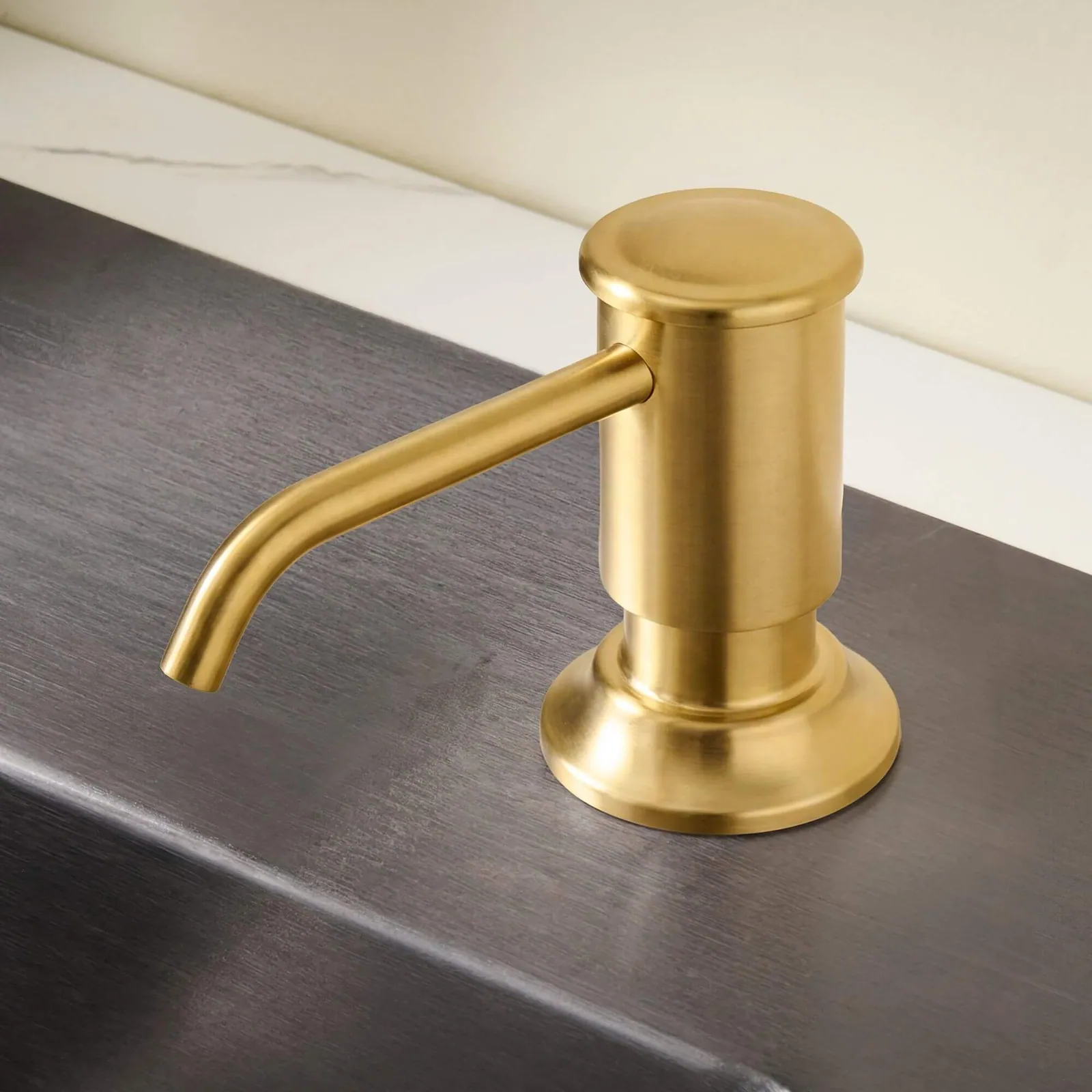 Ruvati Built in Soap Dispenser for Kitchen Sink with Brushed Gold Countertop Dish Soap Hand Lotion Pump with Refillable Bottle