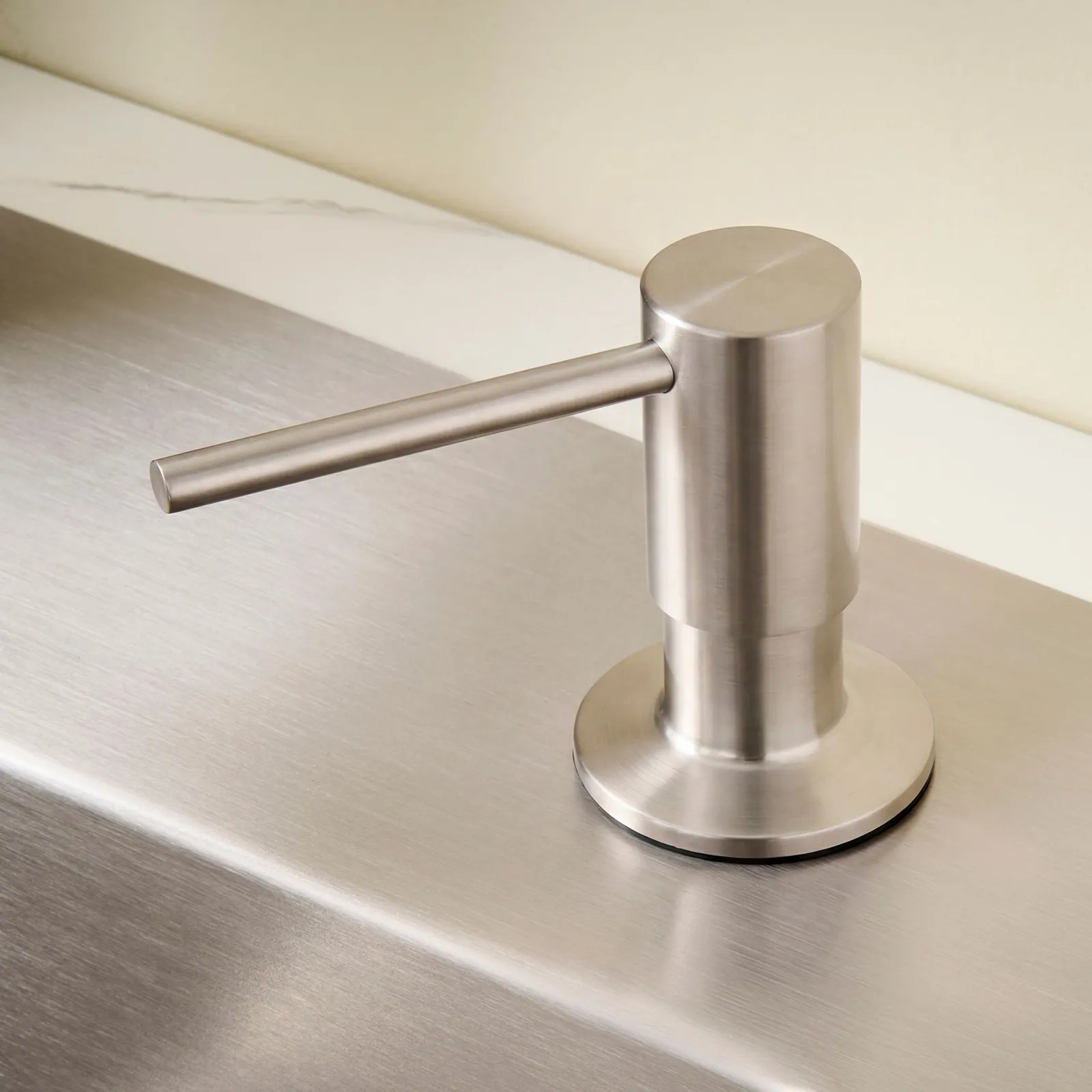Ruvati Built in All Metal Soap Dispenser for Kitchen Sink with Brushed Nickel Countertop Dish Soap Hand Lotion Pump with Refillable Bottle