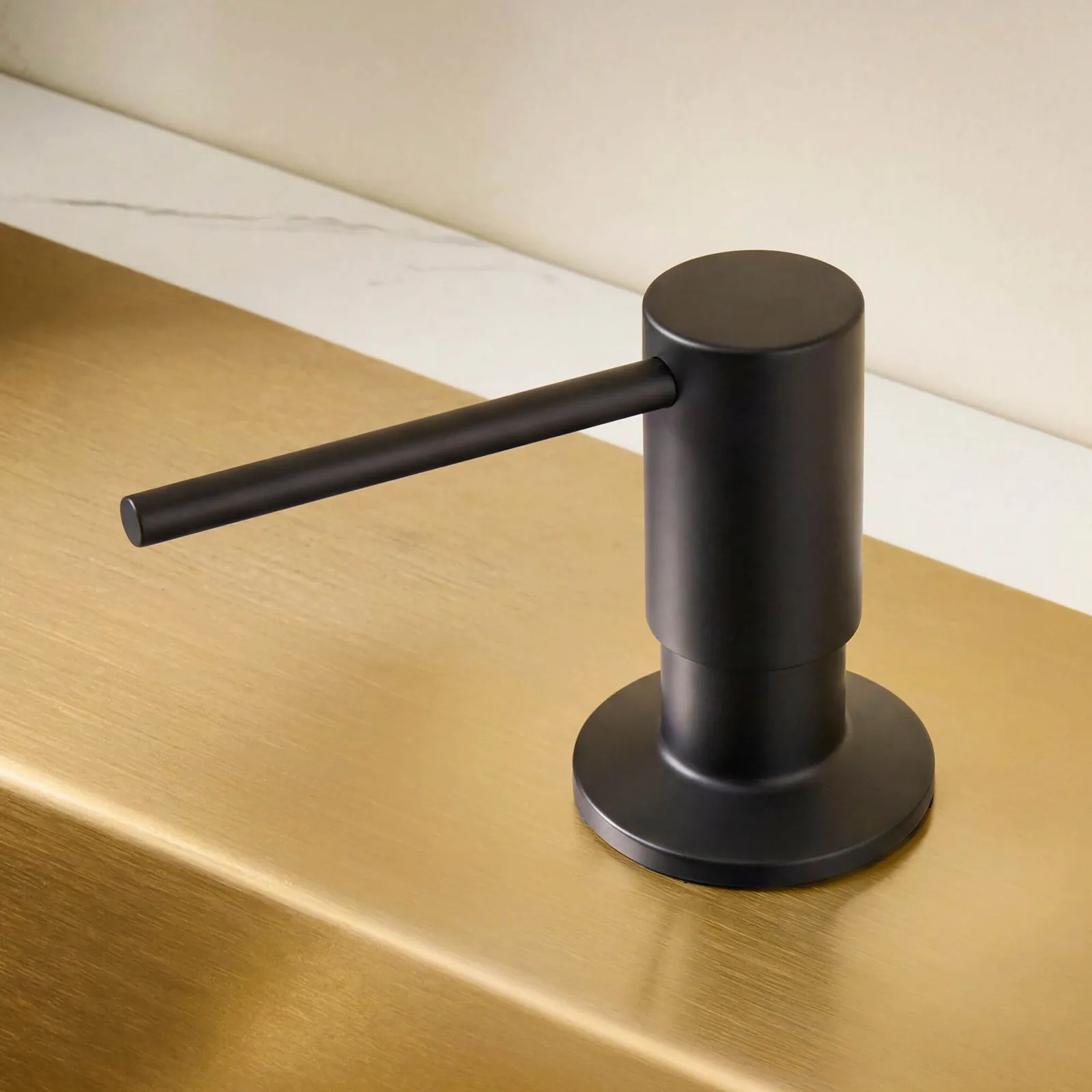 Ruvati Built in All Metal Soap Dispenser for Kitchen Sink with Matte Black Countertop Dish Soap Hand Lotion Pump with Refillable Bottle