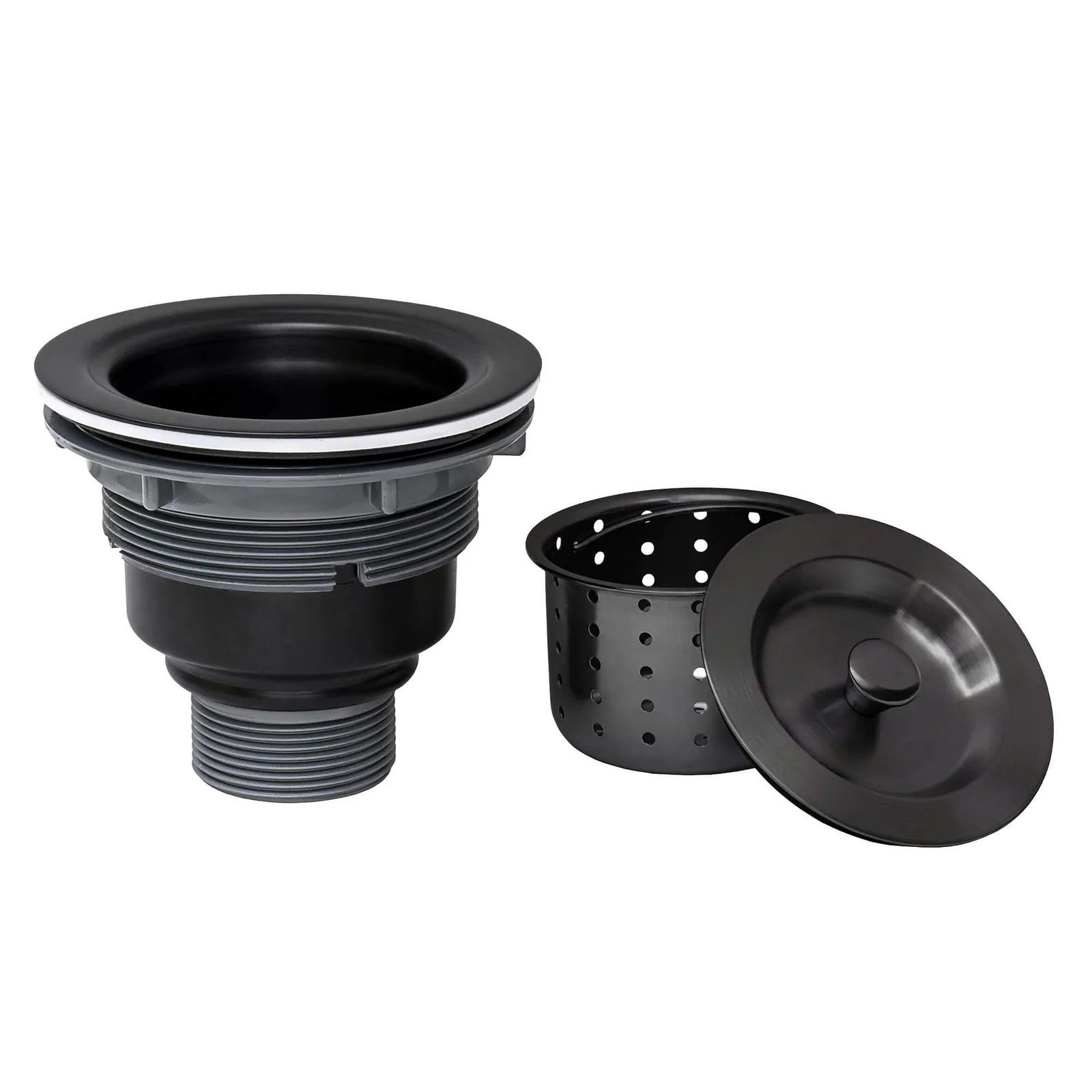 Ruvati Kitchen Sink Basket Strainer Drain Assembly in Gunmetal Black Stainless Steel