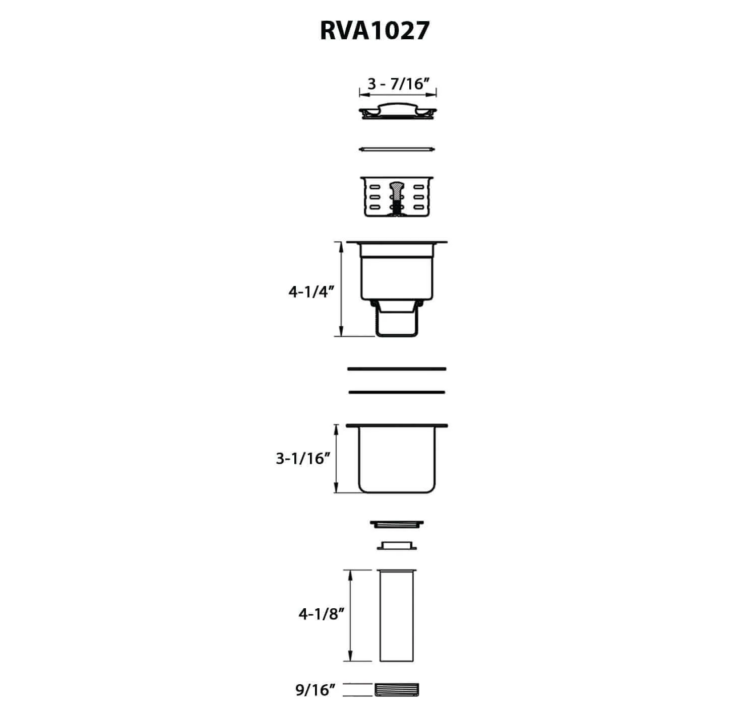 Dimension drawing for RVA1027BL