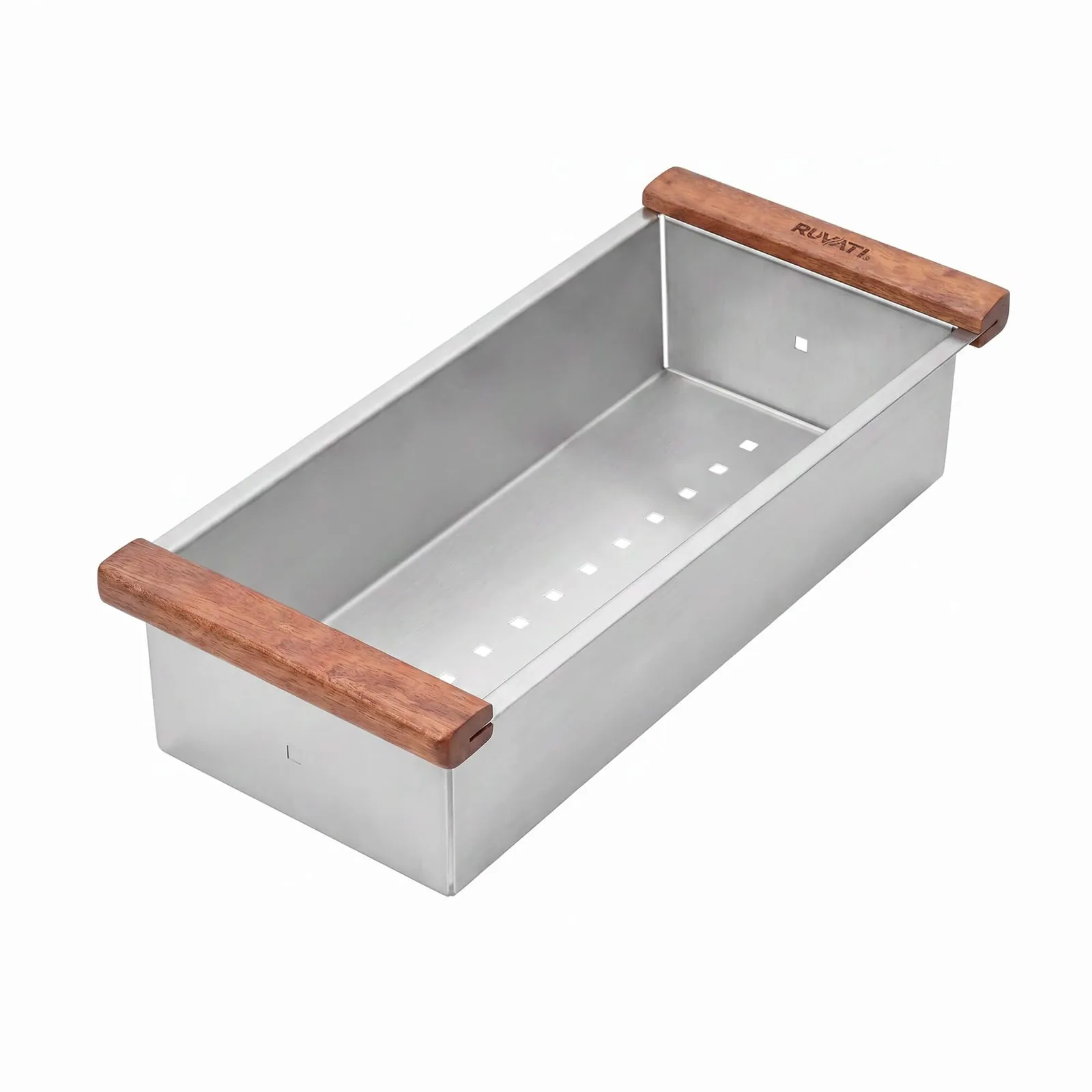 Ruvati Workstation Sink Replacement Colander 17 inch Stainless Steel with Wooden Handles