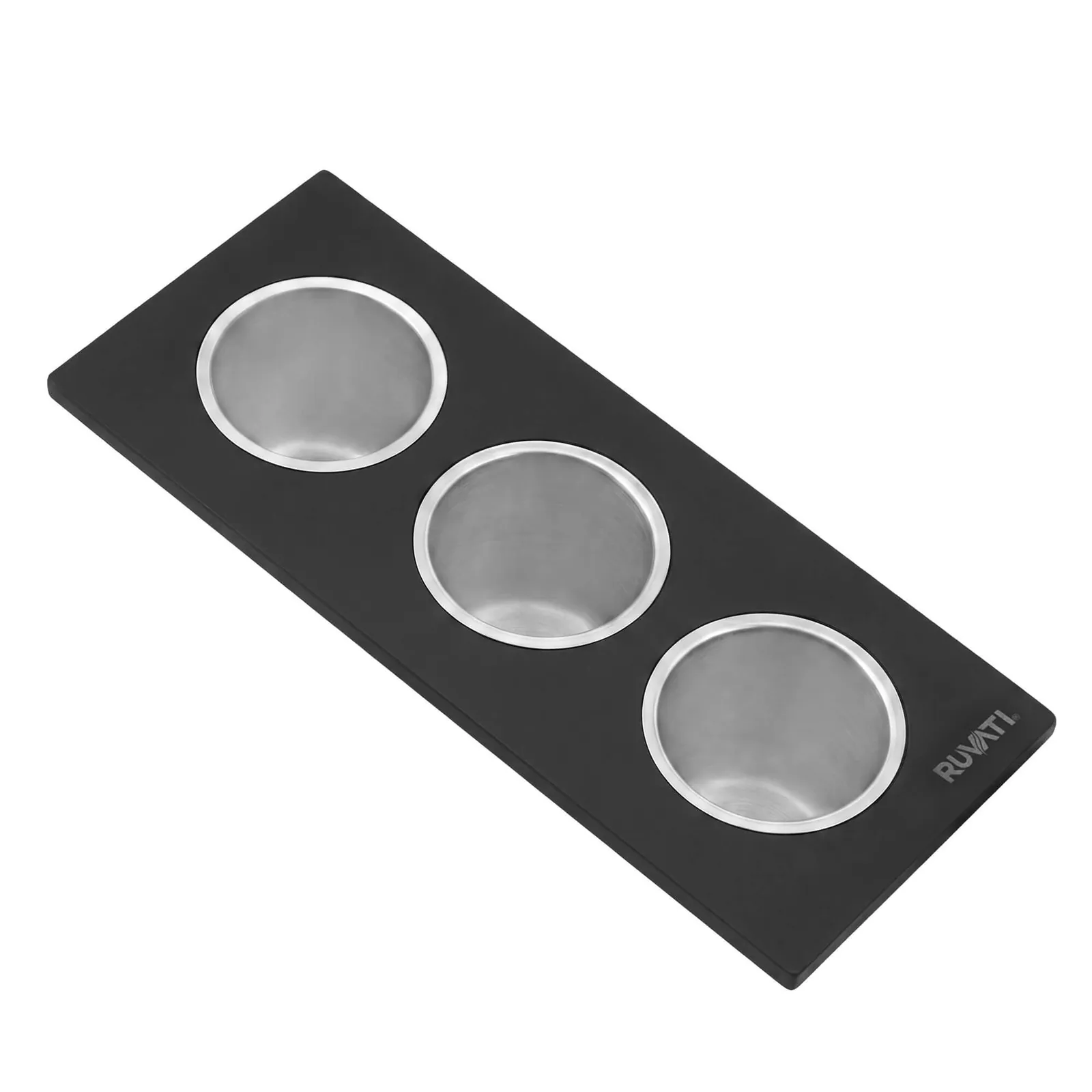 Ruvati 3 Bowl Serving Board Black Composite Condiment Tray for Workstation Sinks (complete set)