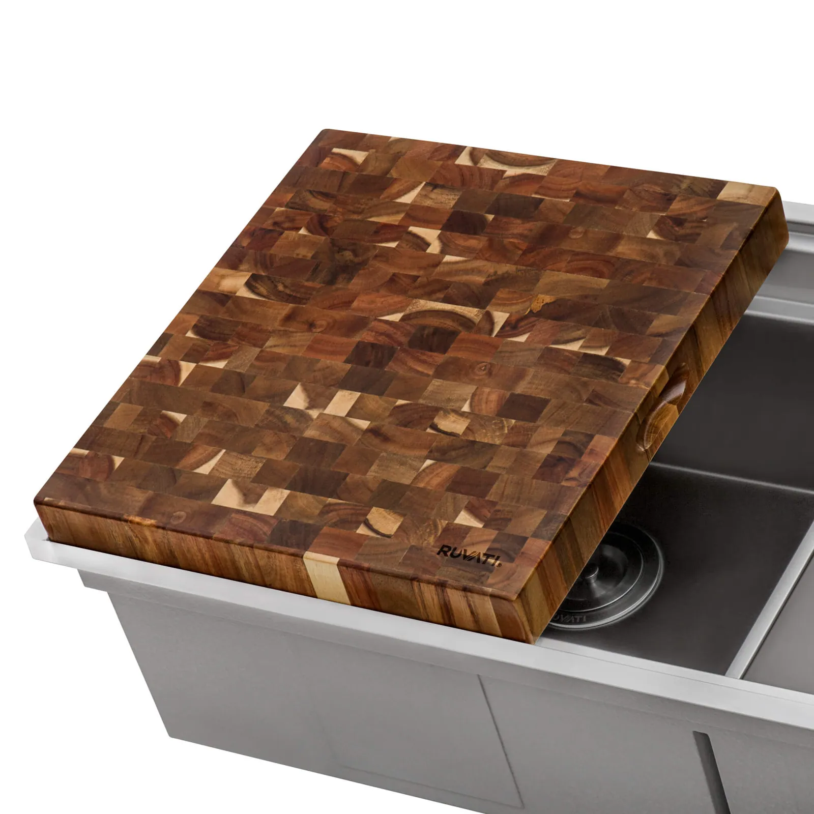 Ruvati 17 x 16 x 2 inch thick End-Grain Acacia Butcher Block Solid Wood Large Cutting Board