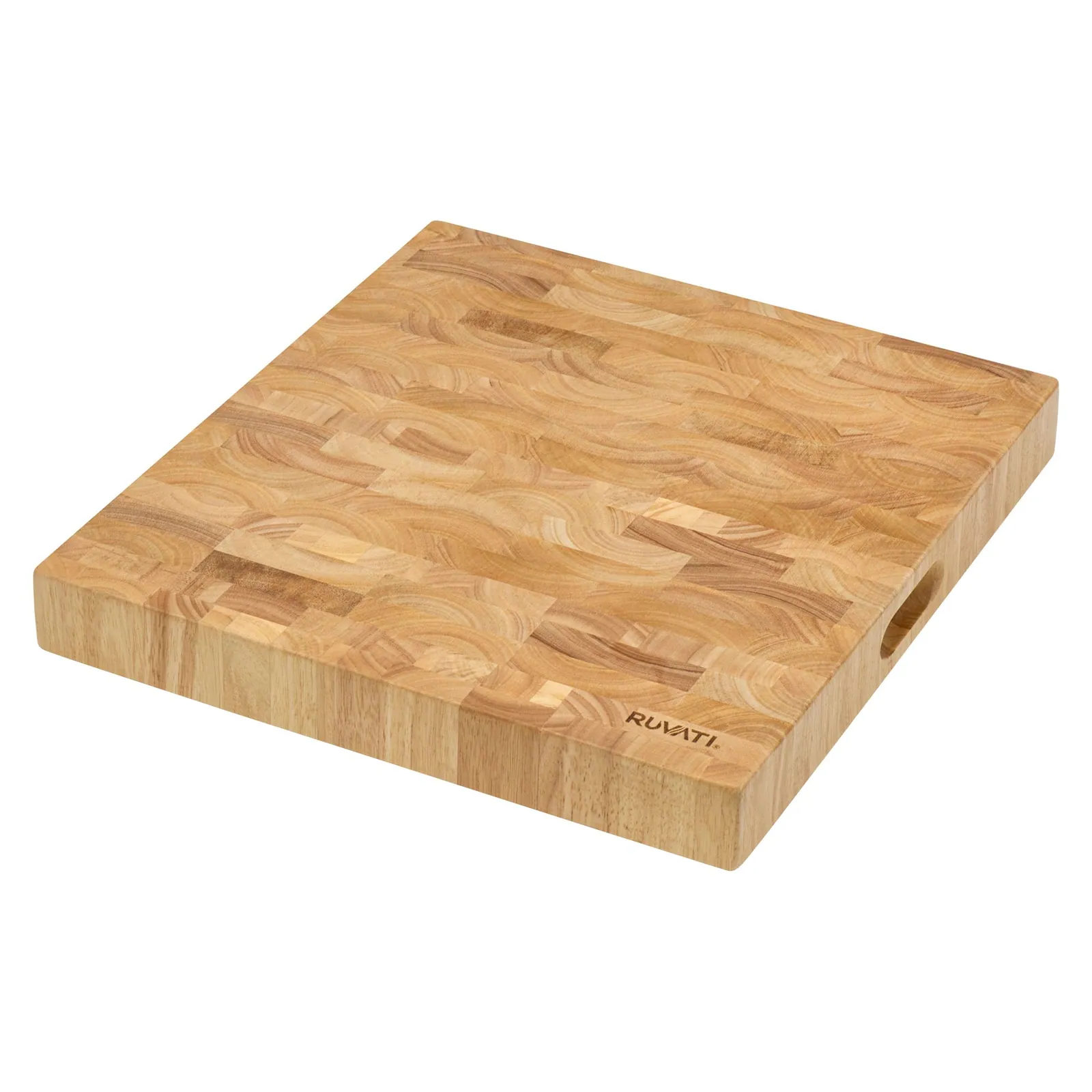 Ruvati 17 x 16 x 2 inch thick End-Grain French Oak Butcher Block Solid Wood Large Cutting Board
