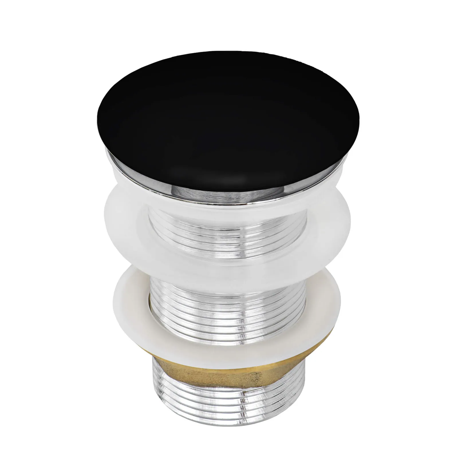 Ruvati Black Ceramic Top Push Pop-up Drain for Bathroom Sinks without Overflow