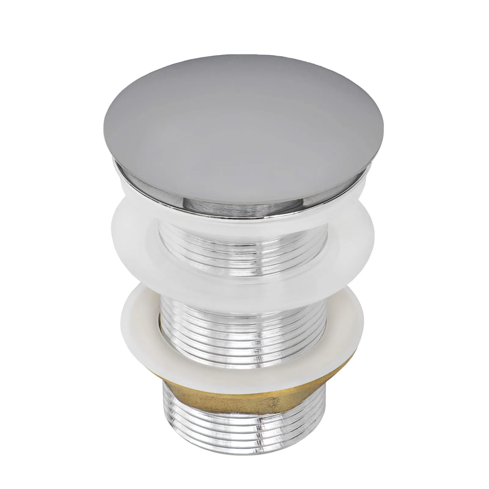 Ruvati Umbrella Style Push Pop-up Drain for Bathroom Sinks without Overflow – Chrome Finish