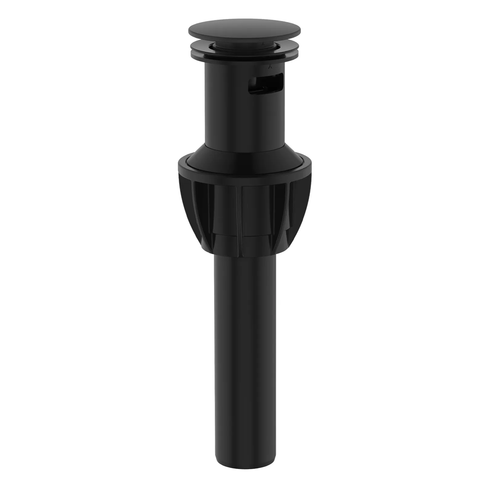 Ruvati Push Pop-Up Bathroom Sink Drain Stopper with Overflow Matte Black