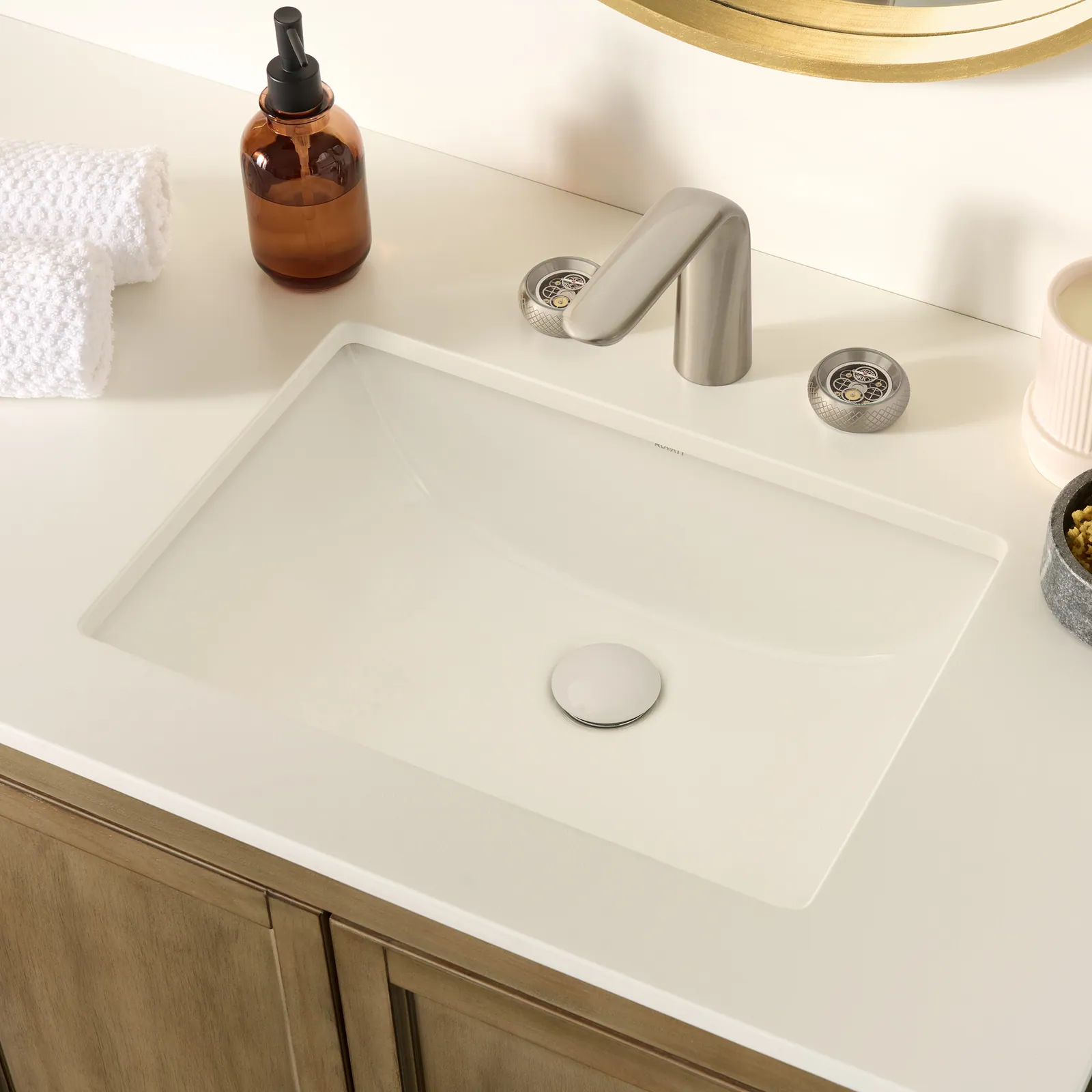 Ruvati 16 x 11-3/4 inch Undermount Bathroom Vanity Sink White Rectangular Porcelain Ceramic with Overflow