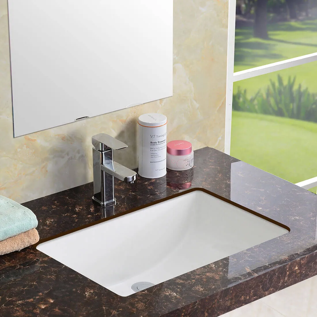 Ruvati 23 x 14 inch Undermount Bathroom Vanity Sink White Rectangle Porcelain Ceramic with Overflow