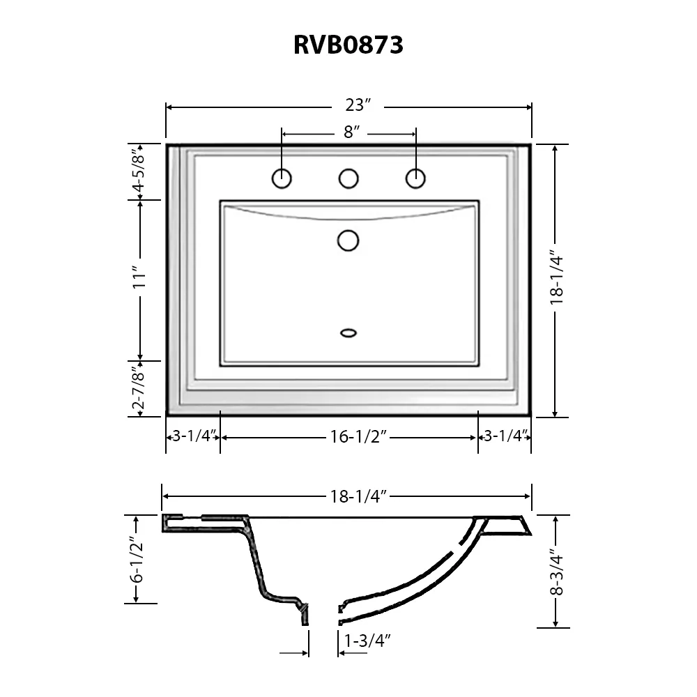 Dimension drawing for RVB0873