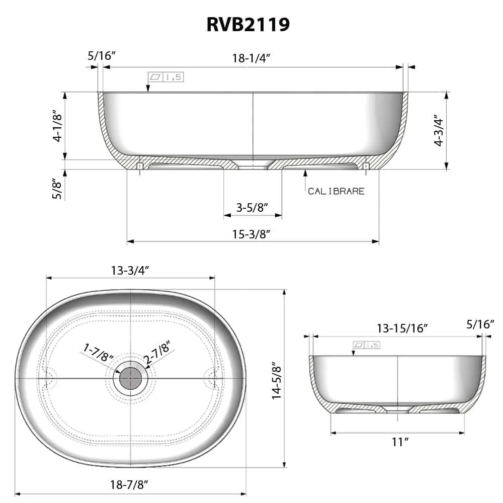 Dimension drawing for RVB2119BK
