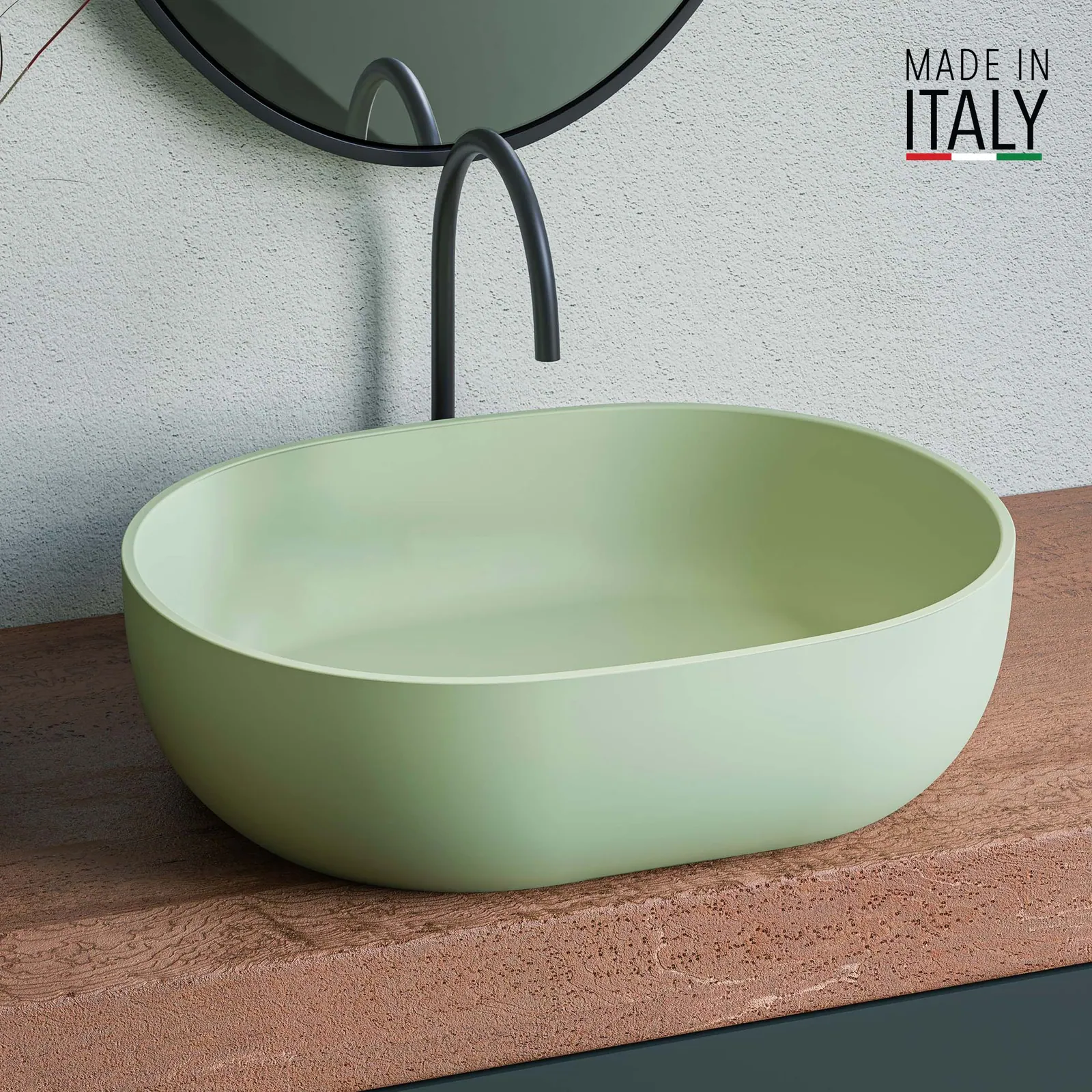 Ruvati 19-inch Avocado Lime Green epiStone Solid Surface Bathroom Vessel Sink