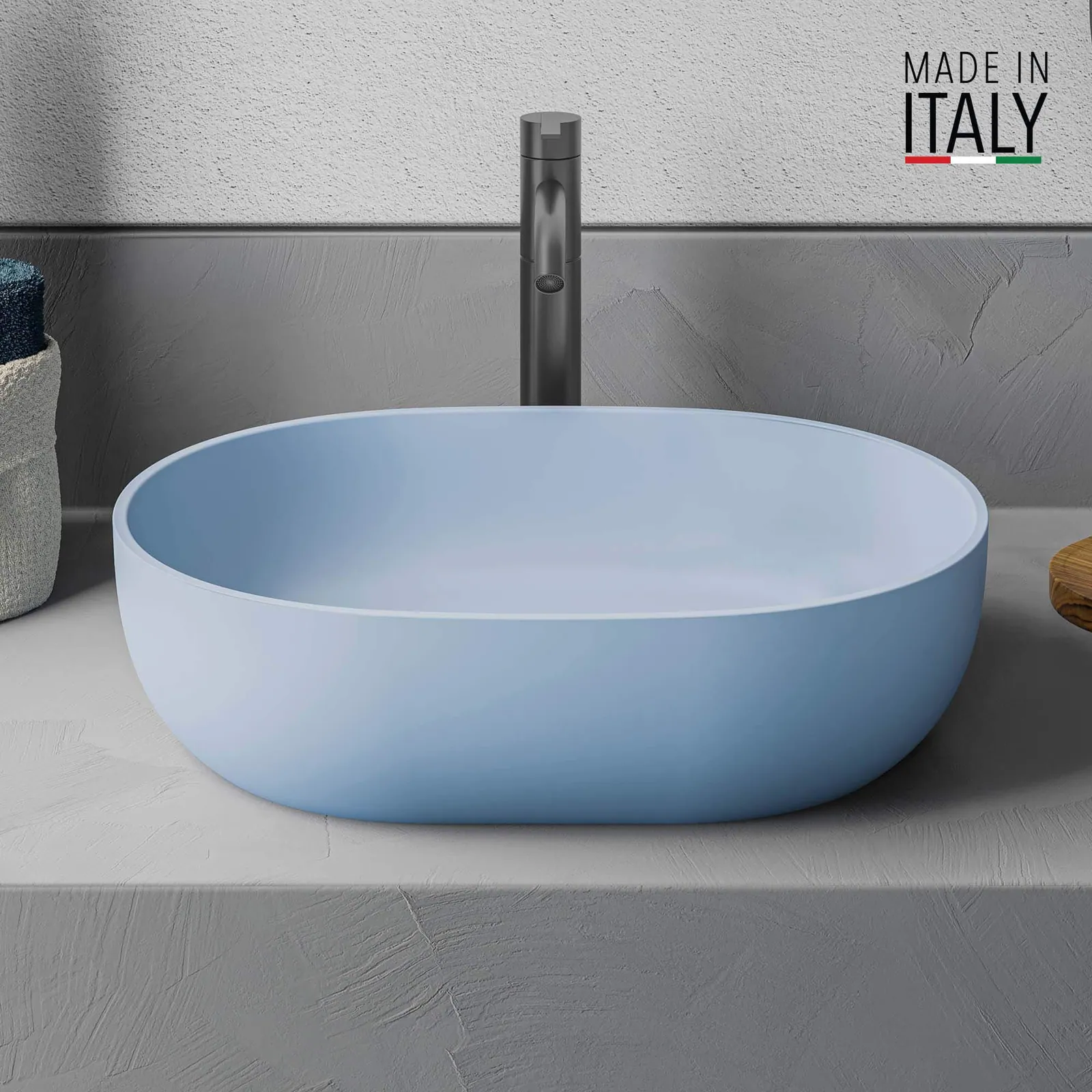 Ruvati 19-inch Pacific Blue epiStone Solid Surface Modern Bathroom Vessel Sink