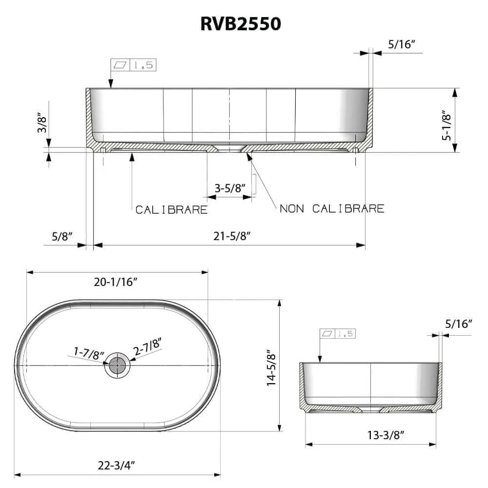 Dimension drawing for RVB2550WH