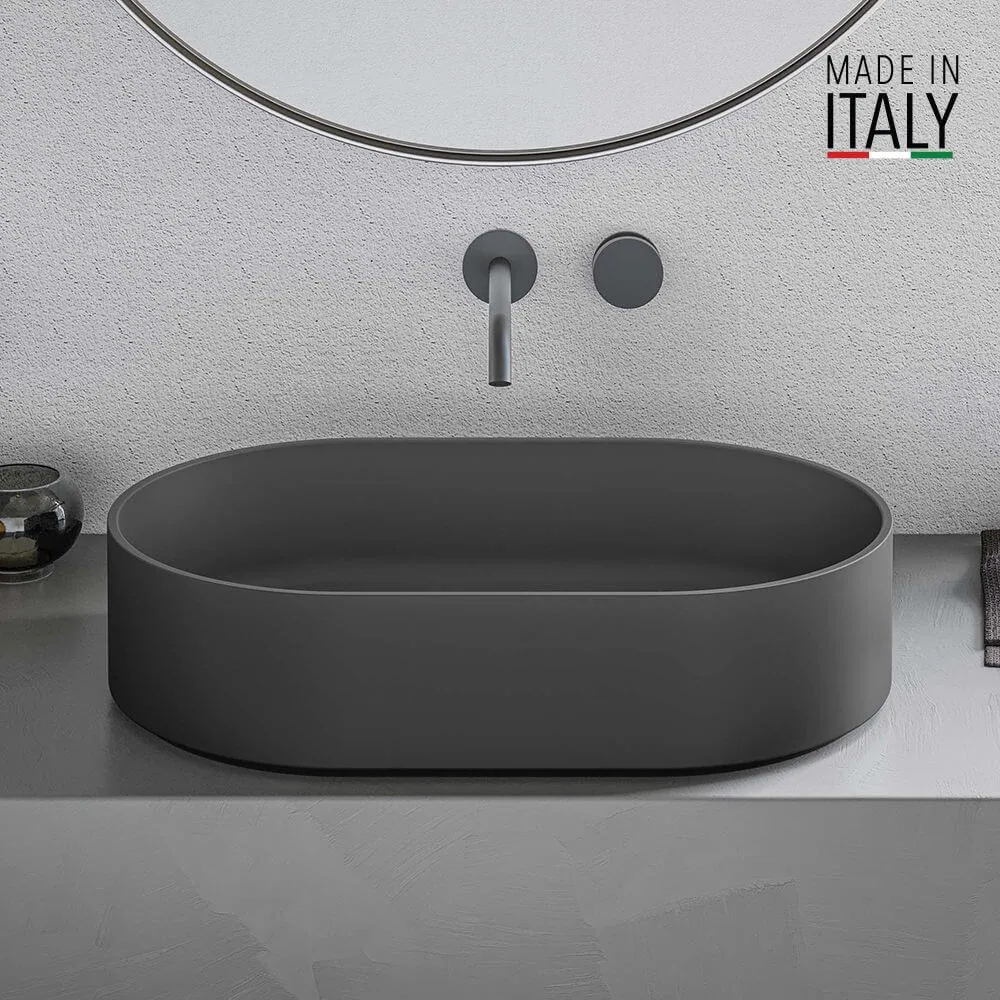 Ruvati 23-inch Matte Black epiStone Solid Surface Modern Bathroom Vessel Sink