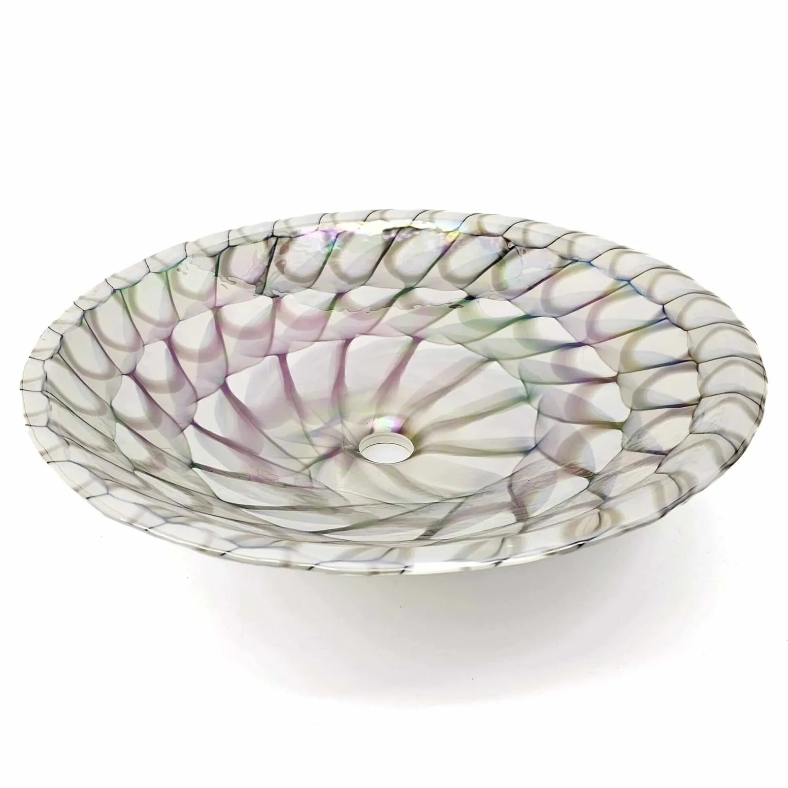 Ruvati 20 inch Murano Glass Art Drop In Round Decorative Pattern Bathroom Sink – Nautilus Brown