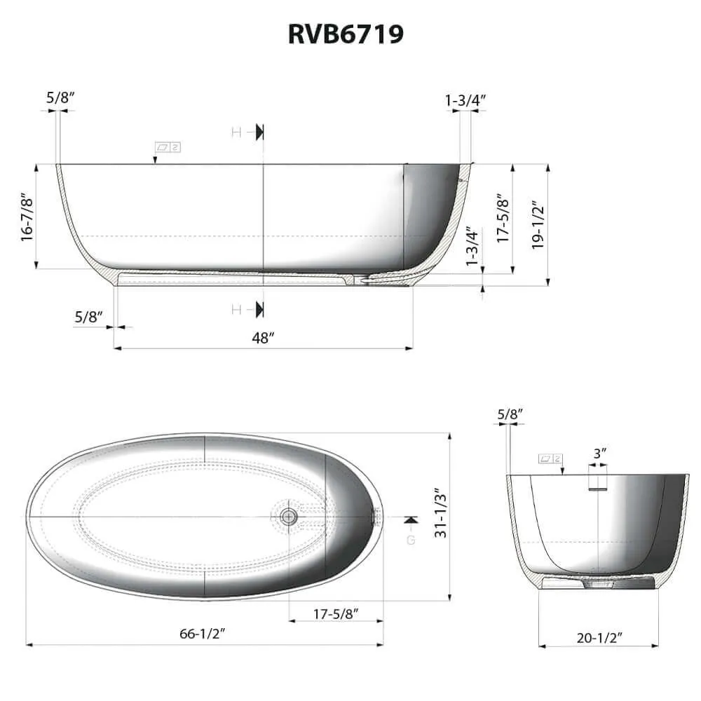 Dimension drawing for RVB6719WH