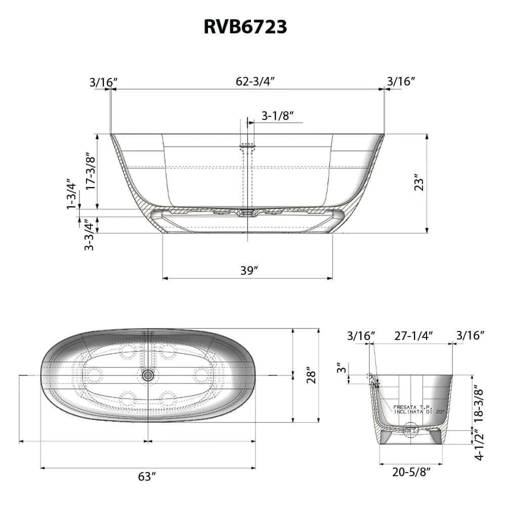 Dimension drawing for RVB6723GW