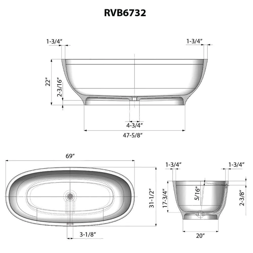 Dimension drawing for RVB6732WH