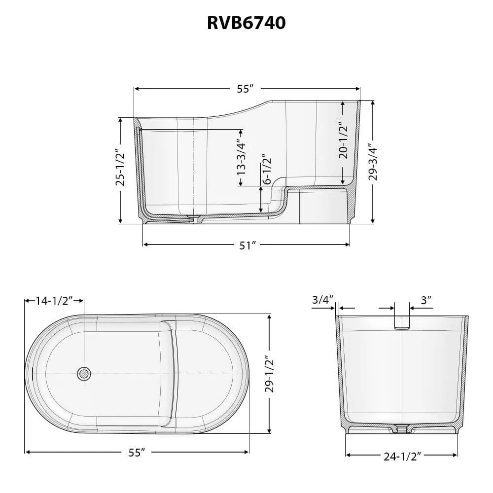 Dimension drawing for RVB6740BK
