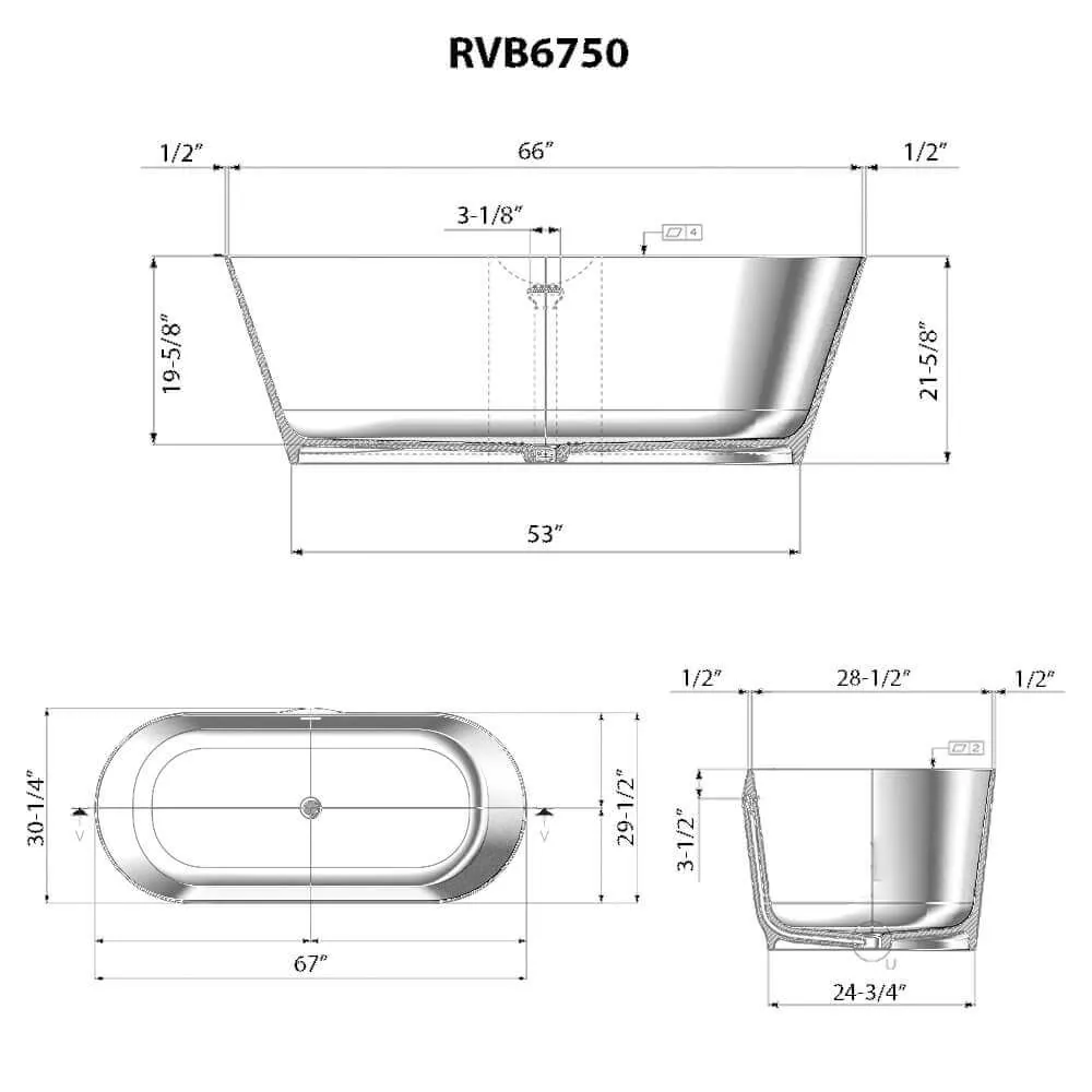 Dimension drawing for RVB6750WH