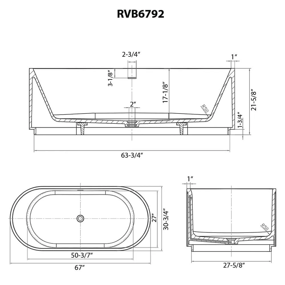 Dimension drawing for RVB6792WH