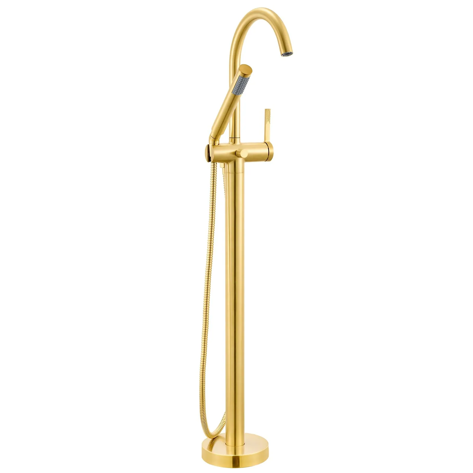 Ruvati Lucia Single Handle Tall Floor Mounted Freestanding Tub Filler Faucet in Brushed Gold
