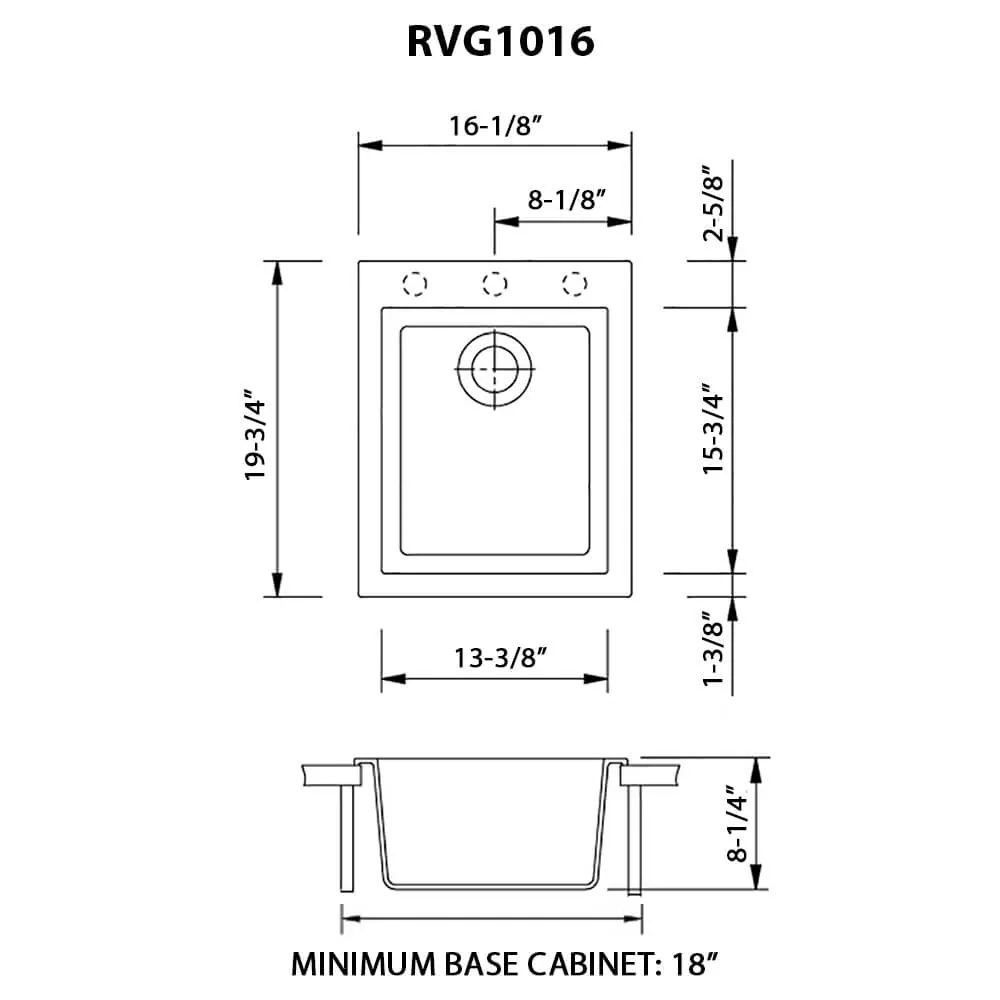 Dimension drawing for RVG1016BR