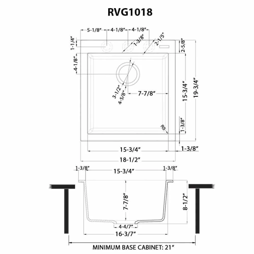Dimension drawing for RVG1018WH