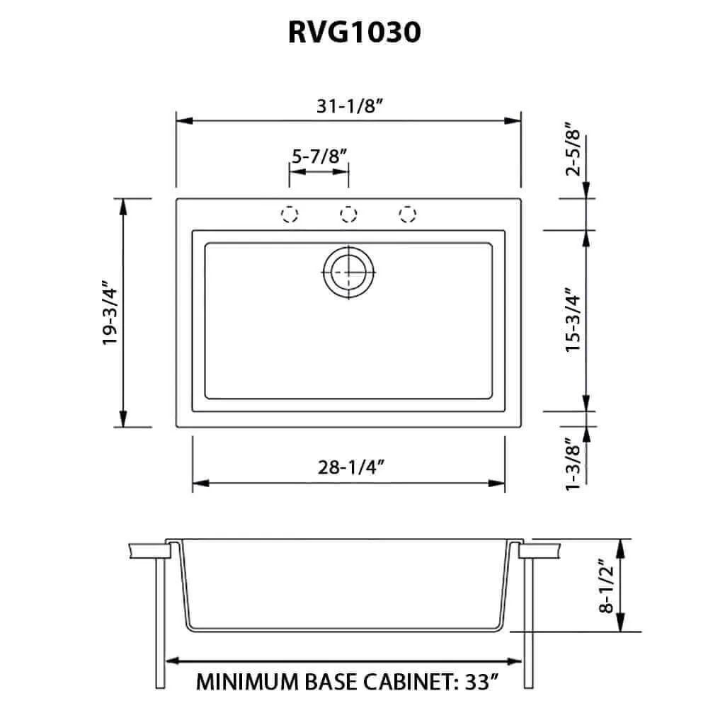 Dimension drawing for RVG1030WH