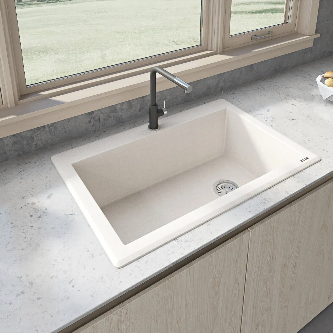 Ruvati 33 x 22 inch epiGranite Drop-in Topmount Granite Composite Quartz Single Bowl Kitchen Sink – Caribbean Sand