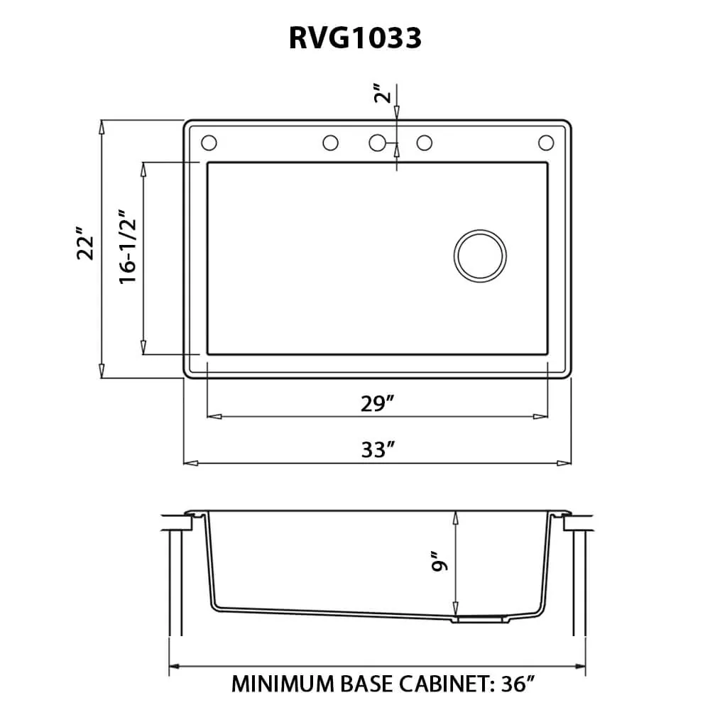 Dimension drawing for RVG1033ES