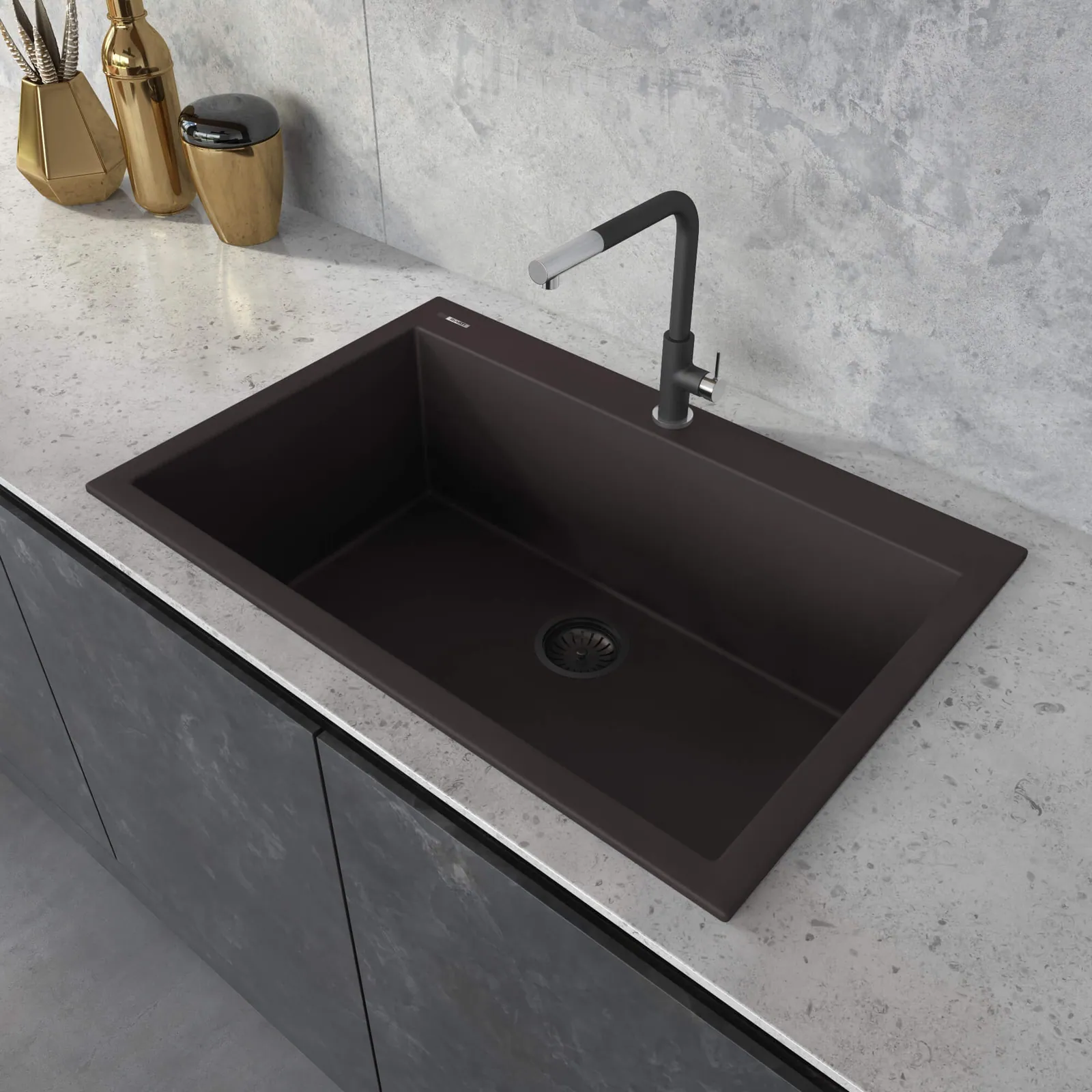 Ruvati 33 x 22 inch epiGranite Drop-in Topmount Granite Composite Quartz Single Bowl Kitchen Sink