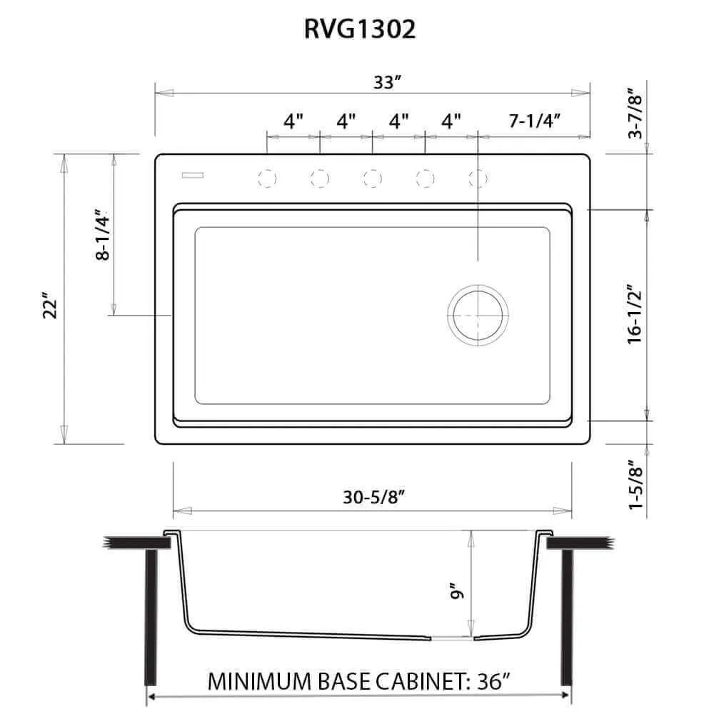 Dimension drawing for RVG1302UG