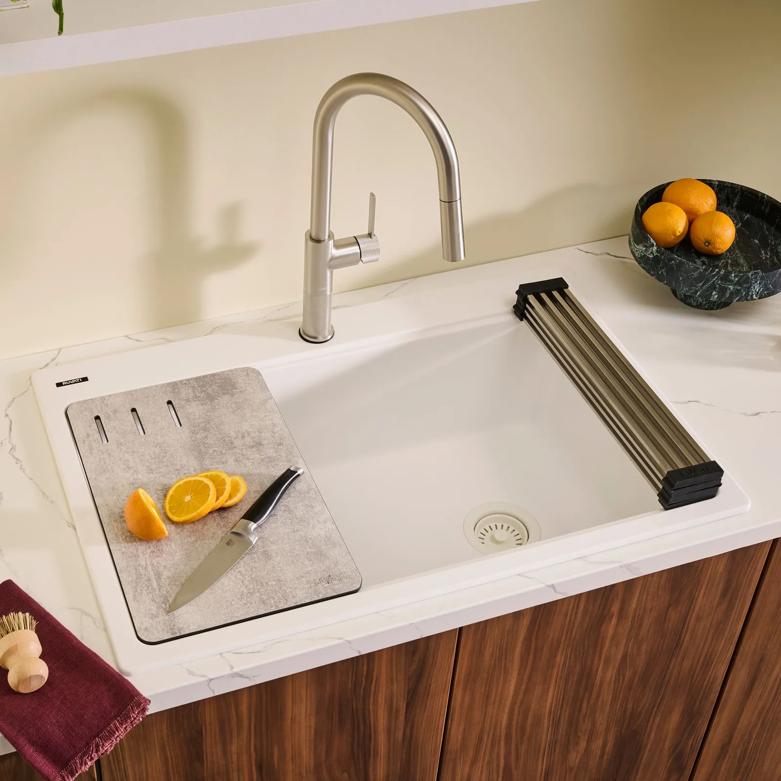 Ruvati 33-inch Granite Composite Quartz Workstation Drop-in Topmount Kitchen Sink Matte White Matte