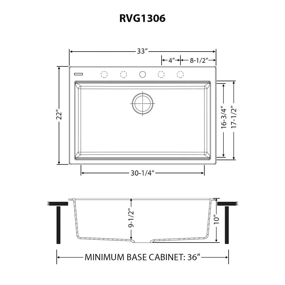 Dimension drawing for RVG1306WH