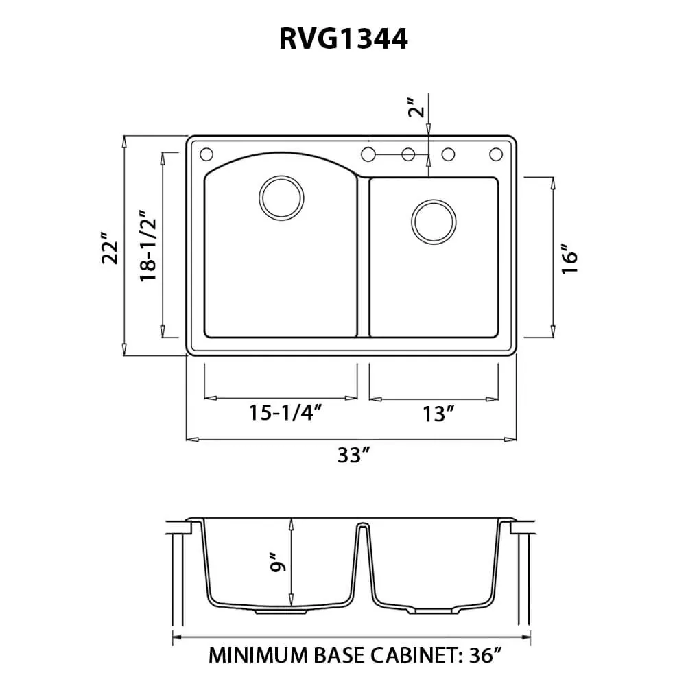 Dimension drawing for RVG1344CS