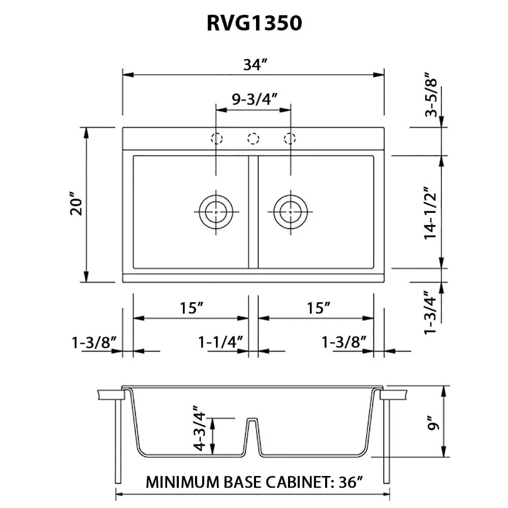 Dimension drawing for RVG1350BK