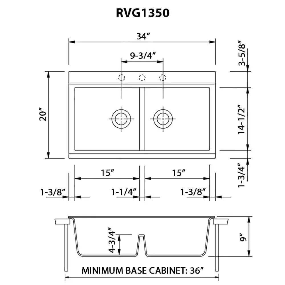 Dimension drawing for RVG1350WH