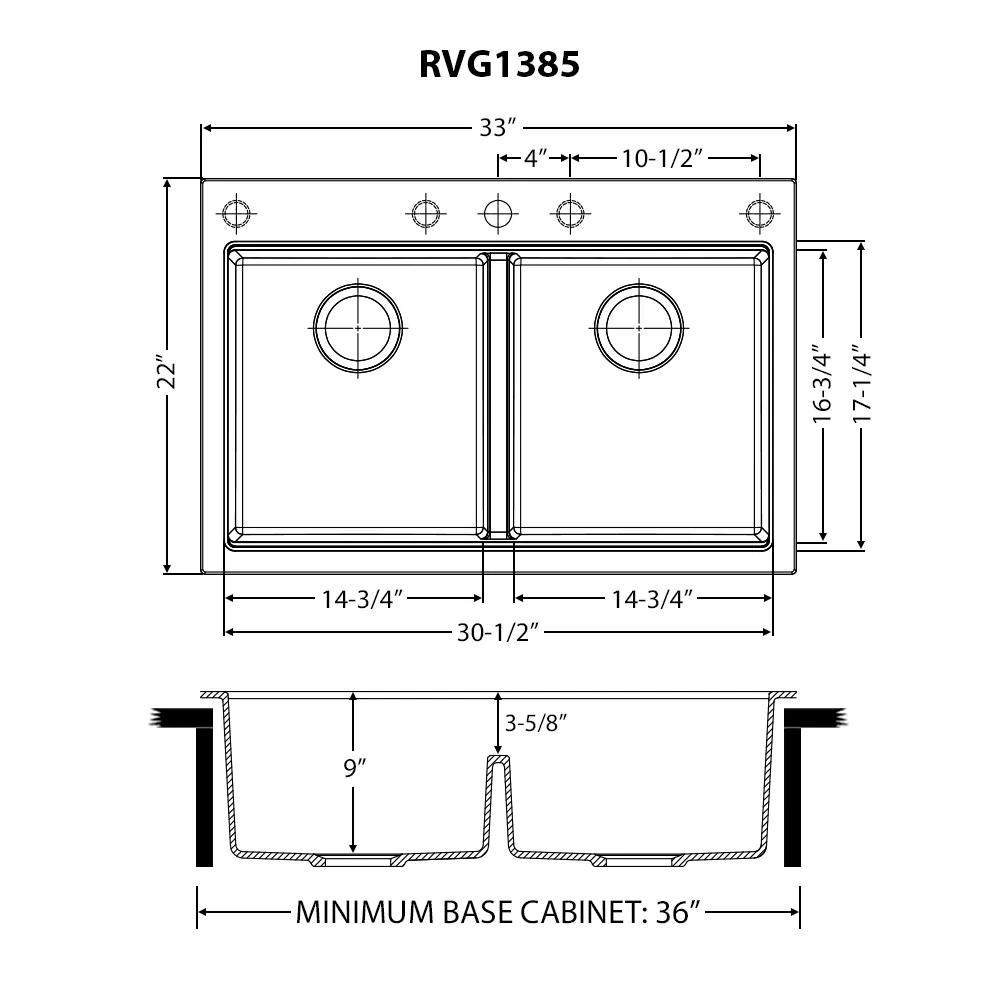 Dimension drawing for RVG1385WH