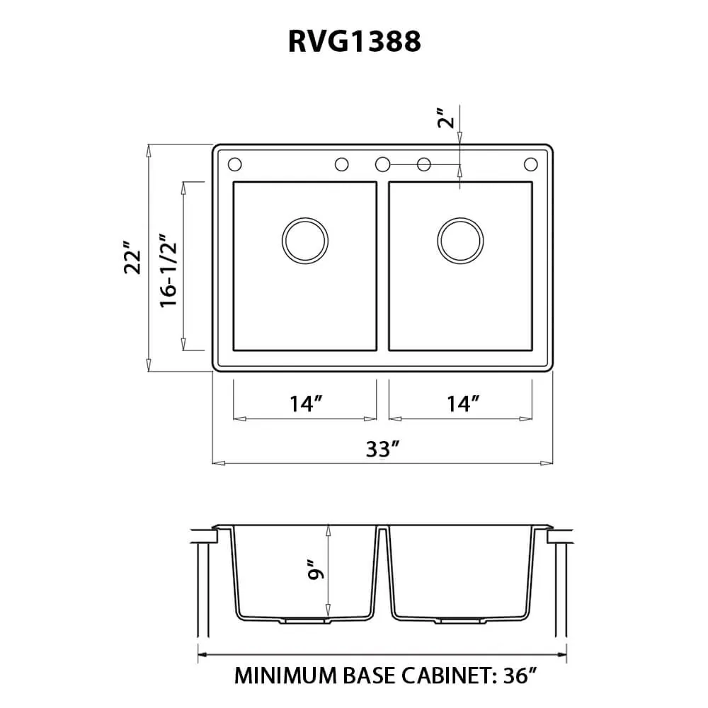 Dimension drawing for RVG1388BK