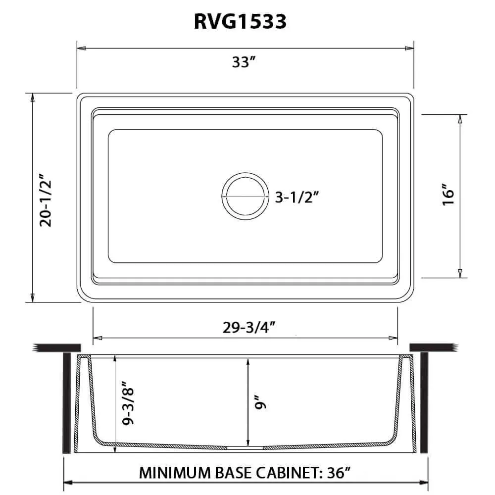 Dimension drawing for RVG1533GR