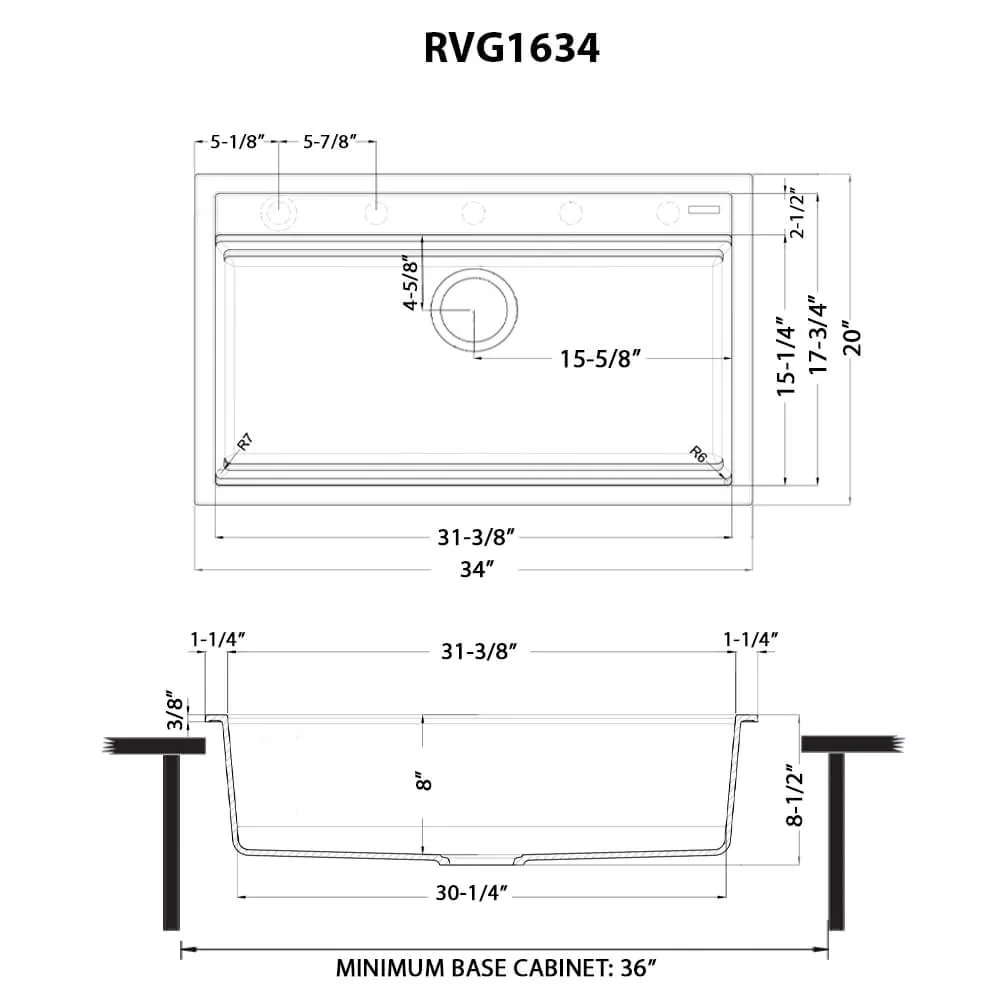 Dimension drawing for RVG1634BK